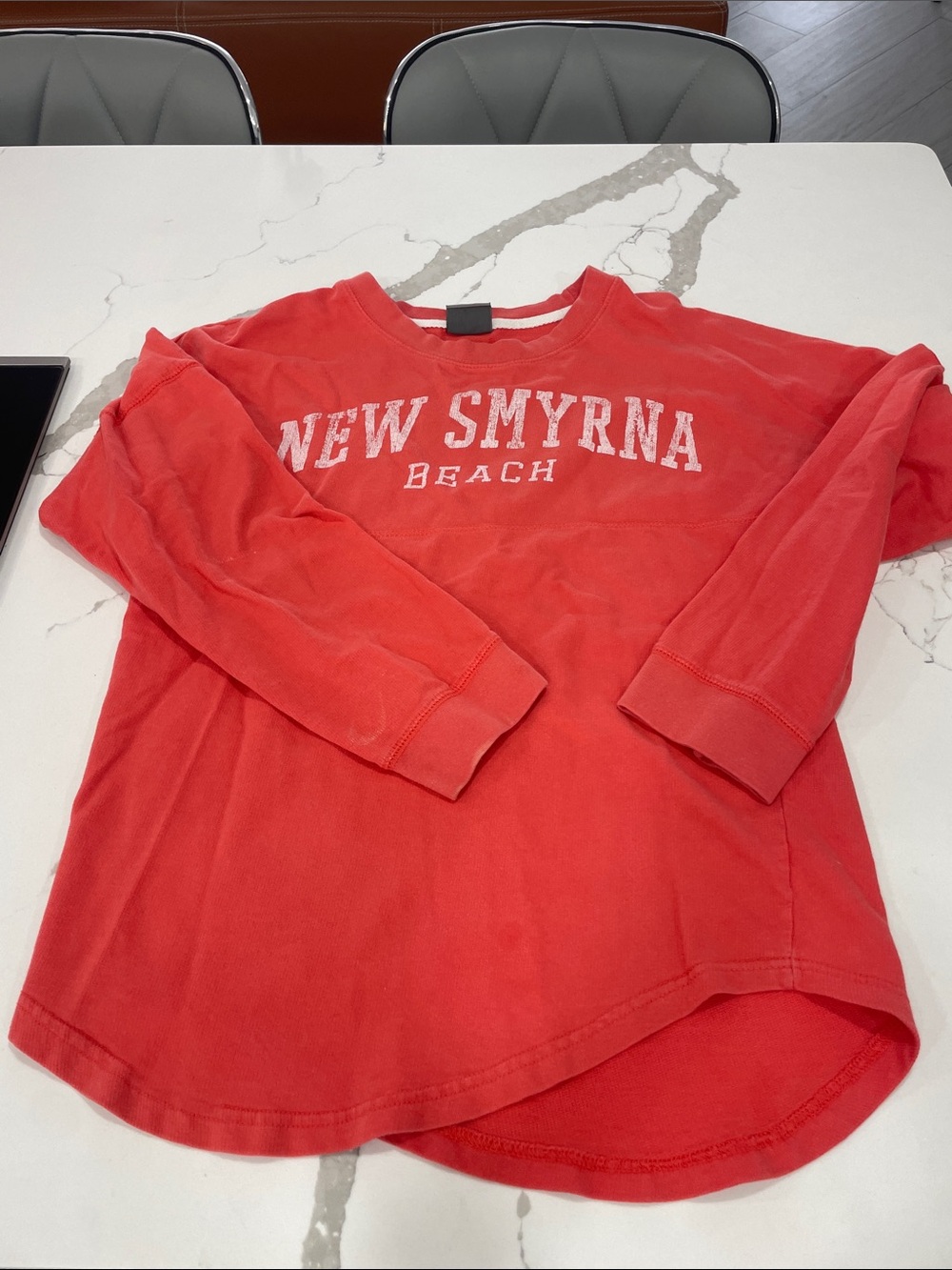 MV Sport Redish coral color Crewneck T-Shirt with White Trim